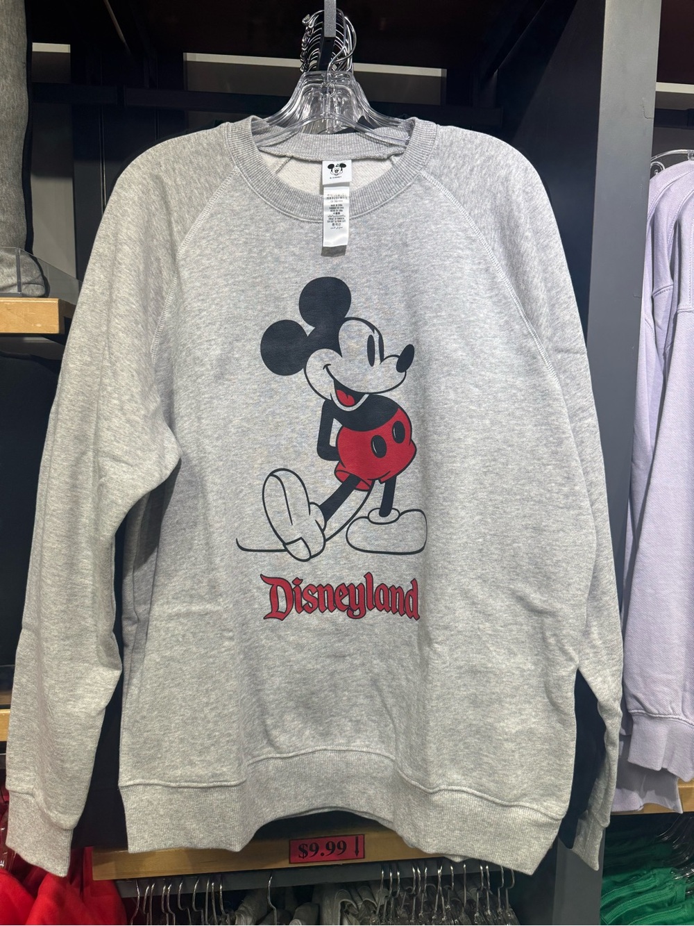 Disney Disneyland Classic Grey Mickey Mouse Crewneck Sweatshirt